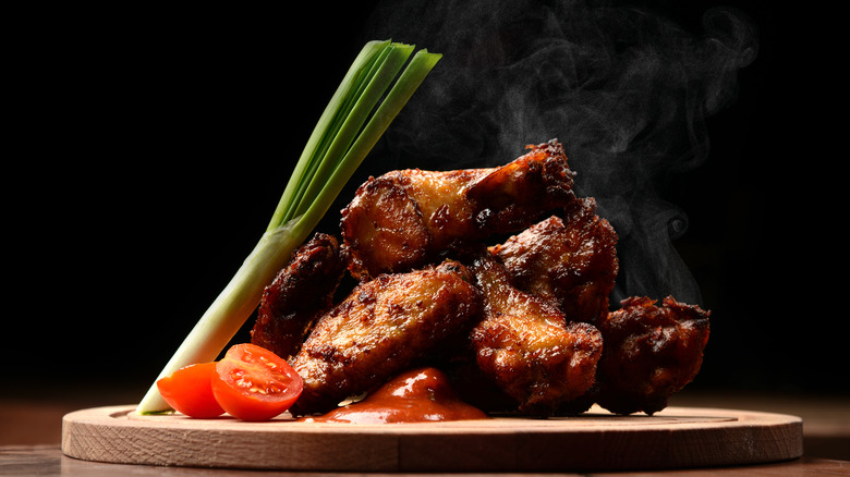 BBQ chicken wings with celery