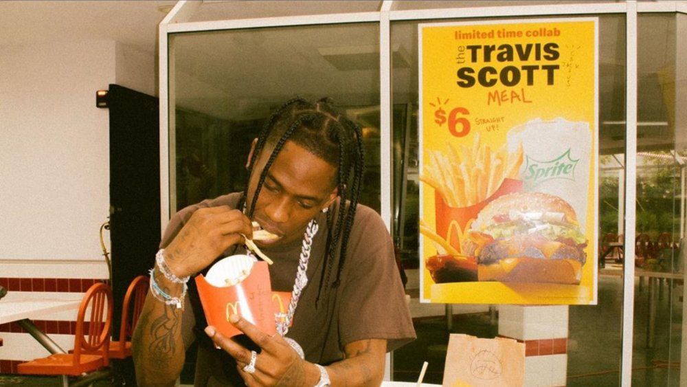 Travis Scott poster on McDonald's window