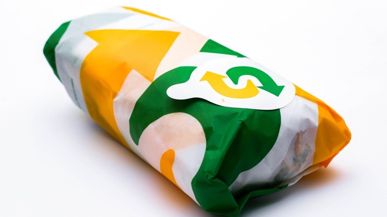 Subway sandwich in wrapper
