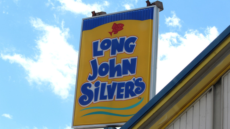 A Long John Silver's restaurant sign