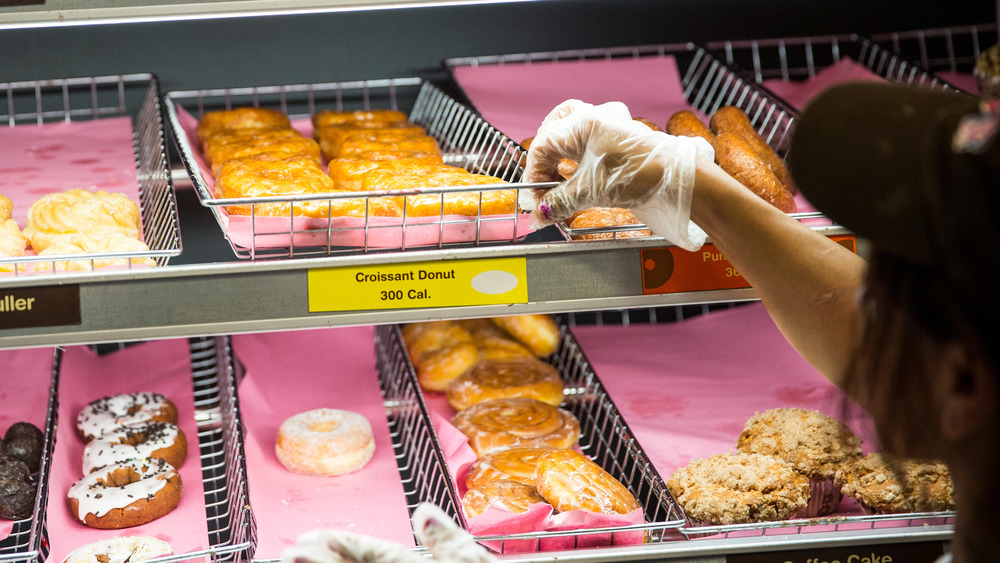 Employee getting donuts