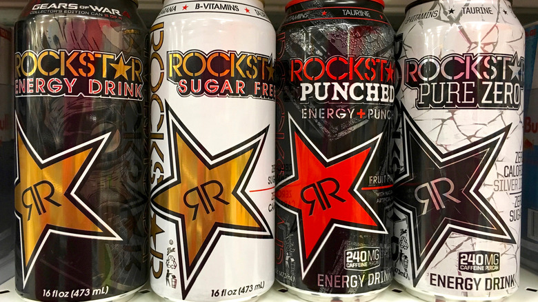 Cans of Rockstar energy drink