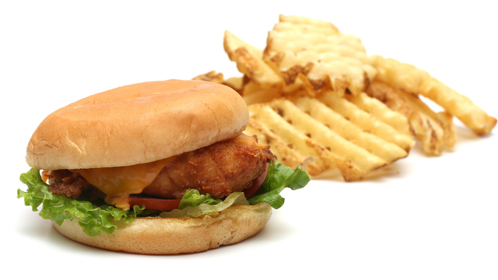 Chick-fil-A chicken sandwich and waffle fries