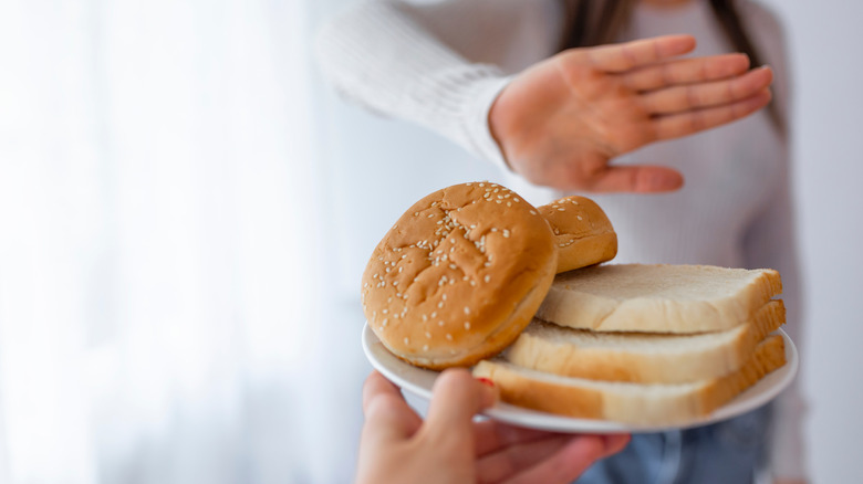 Woman saying no to gluten 