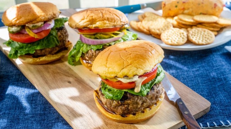 Pimento cheese stuffed burgers