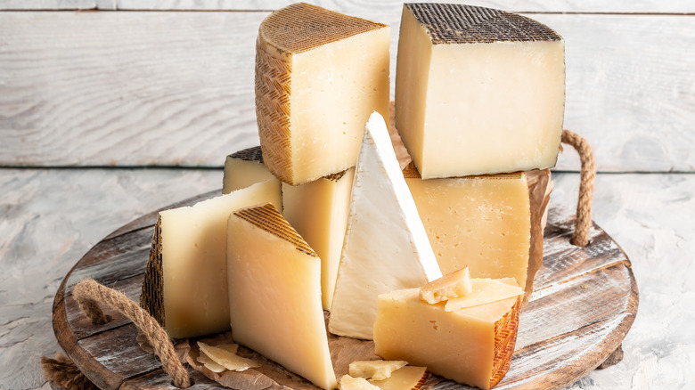 cheese blend resting on a wooden platter 