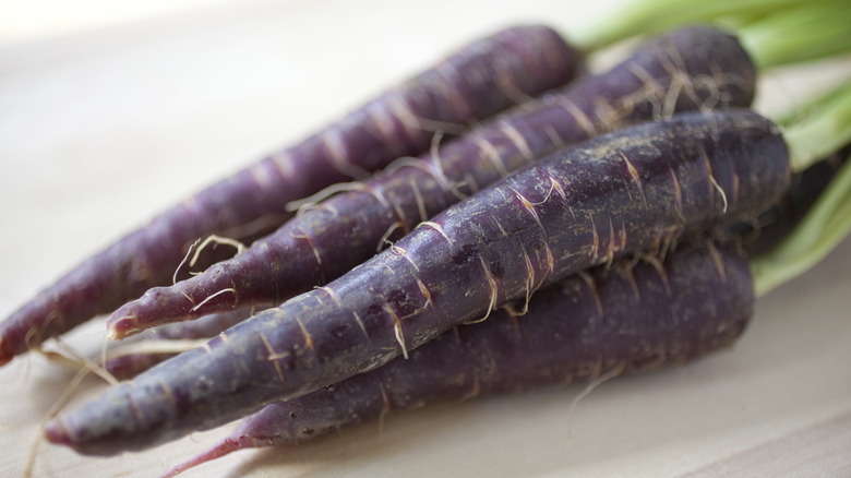 bunch of purple carrots