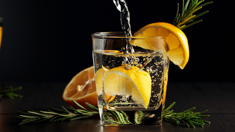 Pouring cocktail into glass