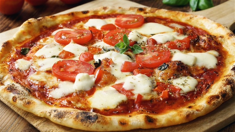 pizza in pizzeria oven