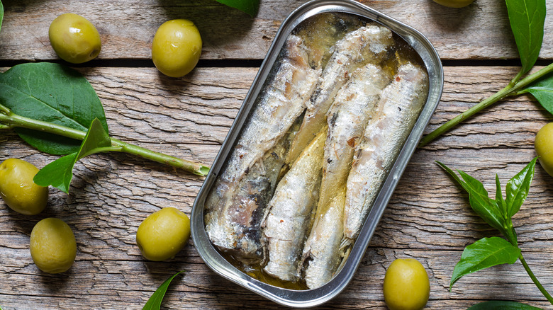 canned sardines and olives