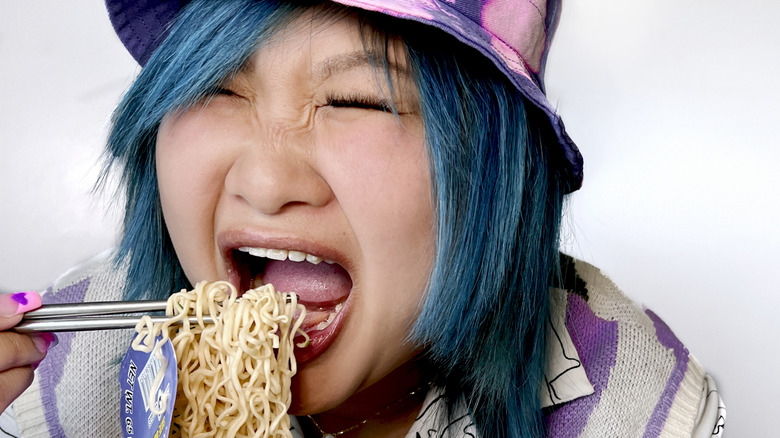 Soy Nguyen eating ramen