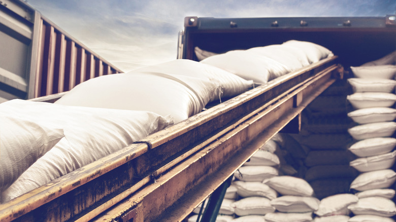 White sugar being loaded for shipment