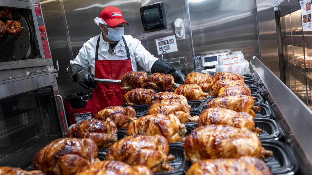 Costco worker making chicken