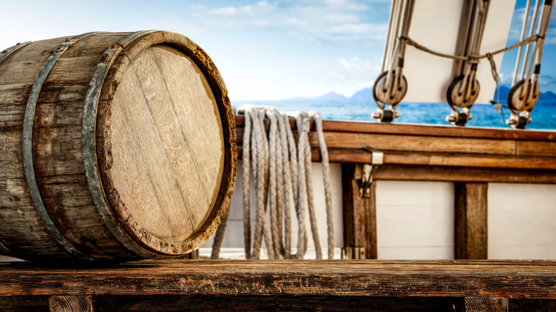 Whiskey barrel on a ship 