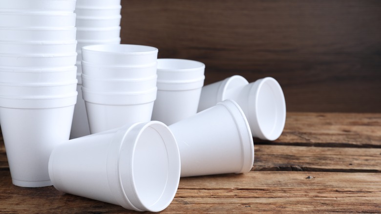 stacks of Styrofoam cups