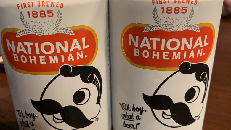 Cans of National Bohemian beer