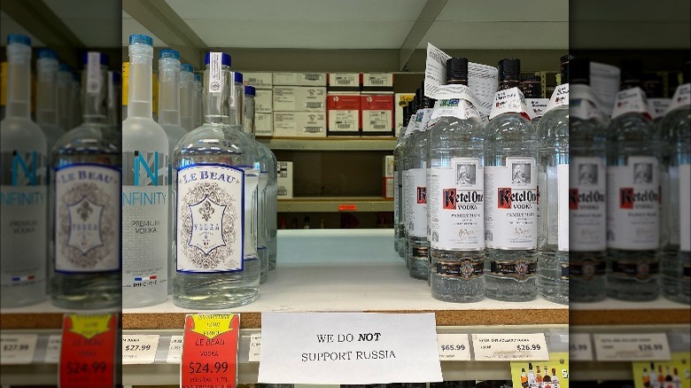 empty shelf, russian vodka