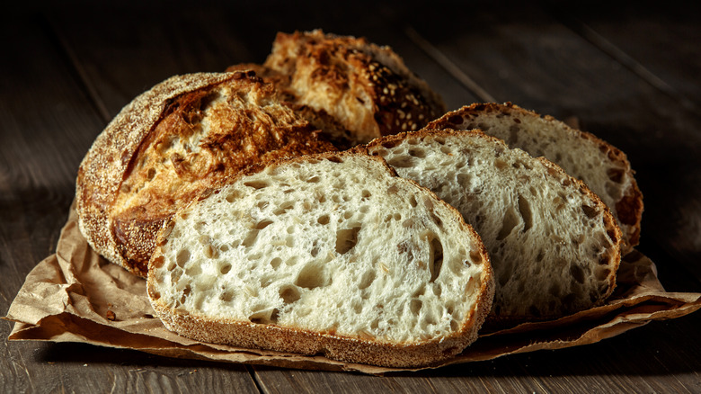 Sourdough bread on wood table