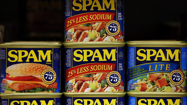 Cans of SPAM on display