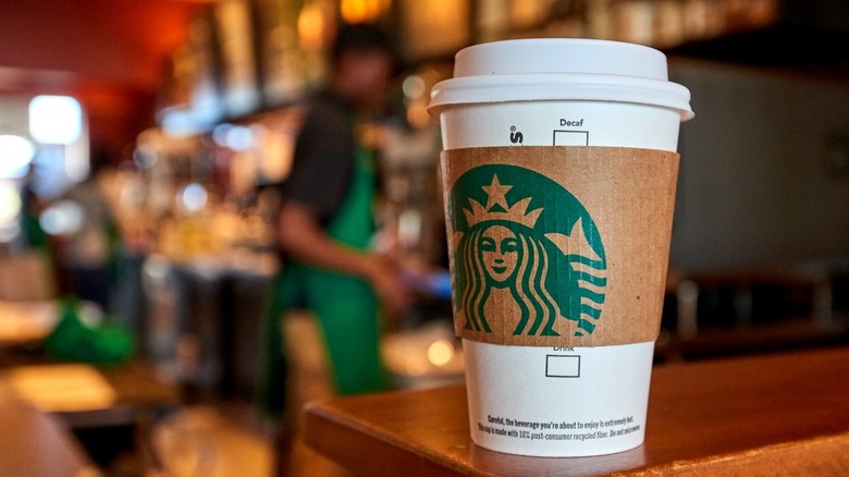 Starbucks drink on cafe counter