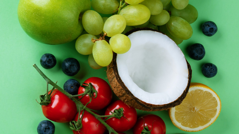 Junk food and fruits and vegetables