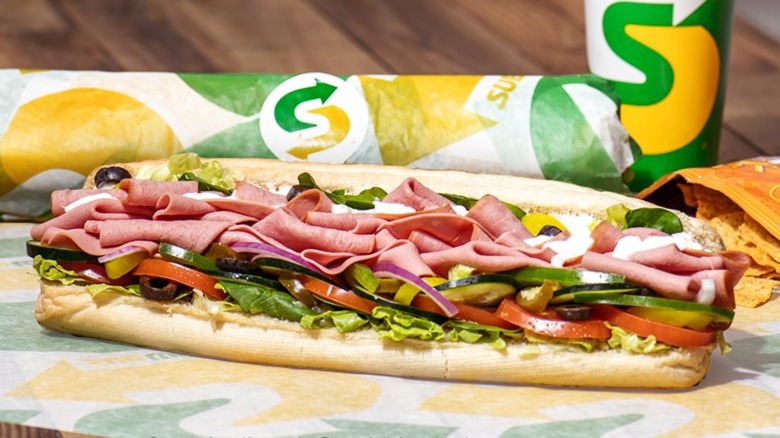 Subway sandwich on subway paper