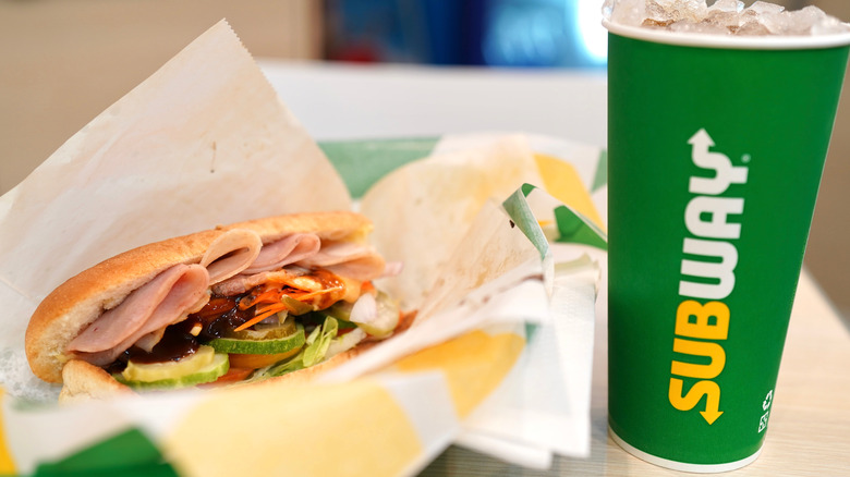 Subway sandwich and drink