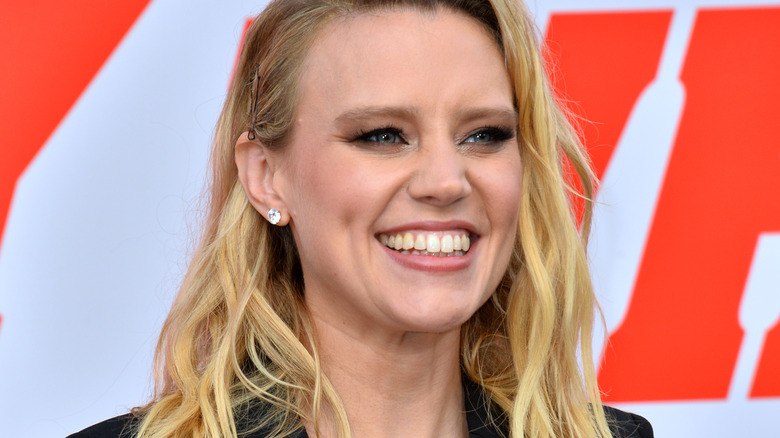 Close-up of Kate Mckinnon's face