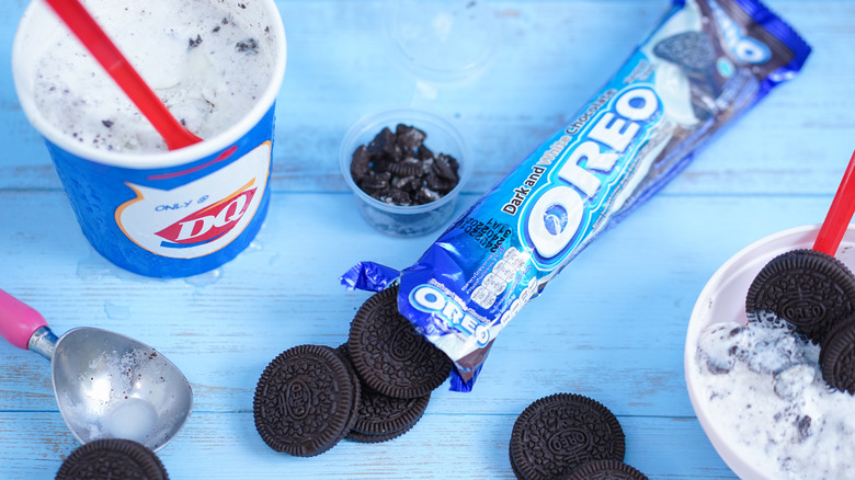 Dairy Queen Oreo Blizzard with package of Oreo cookies