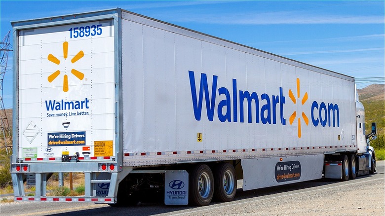 Walmart truck against a blue sky
