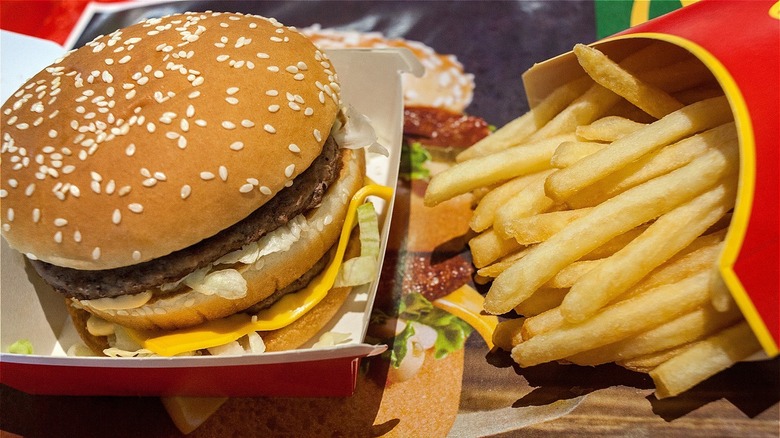 Closeup of McDonald's burger and fries