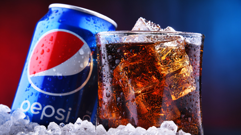 Pepsi soda on ice