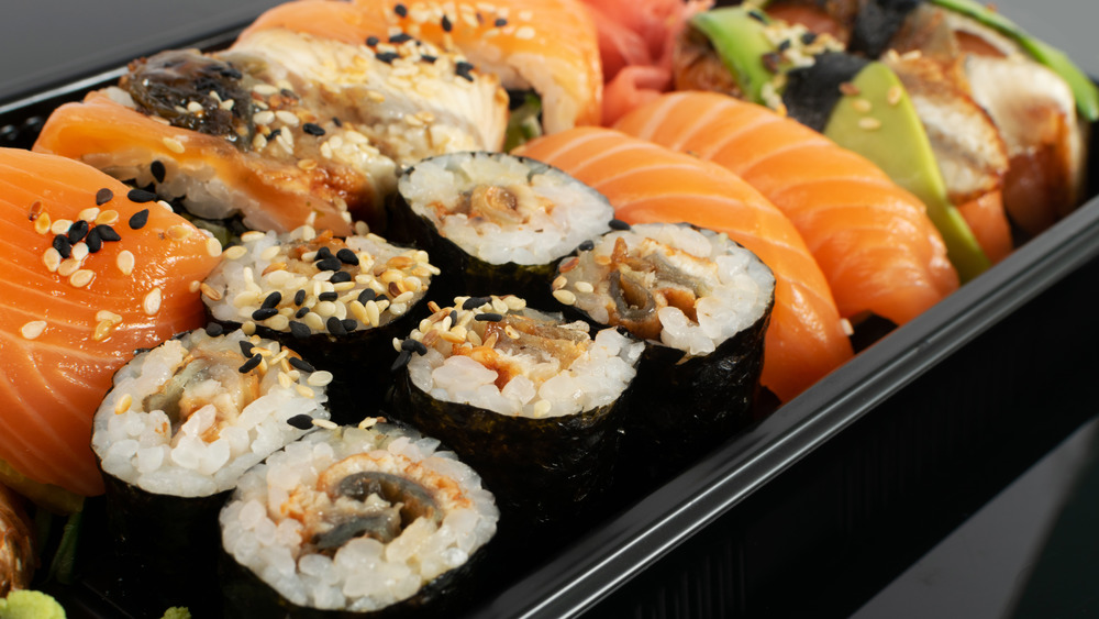 Sushi in a plastic container