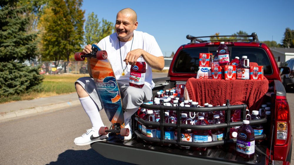 Nathan Apodaca with his pickup truck from Ocean Spray