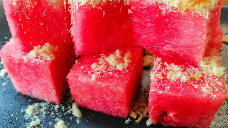 Powder dipped watermelon