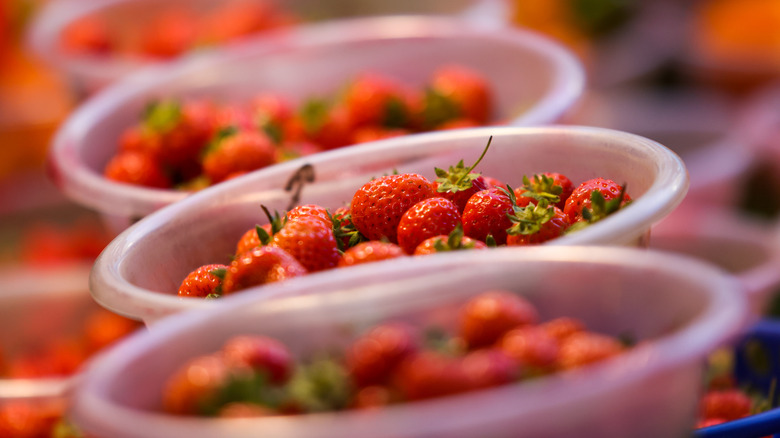 Strawberries at a market