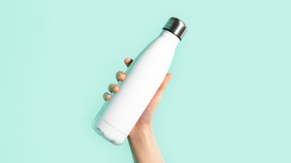 A bottle filled with a sports drink