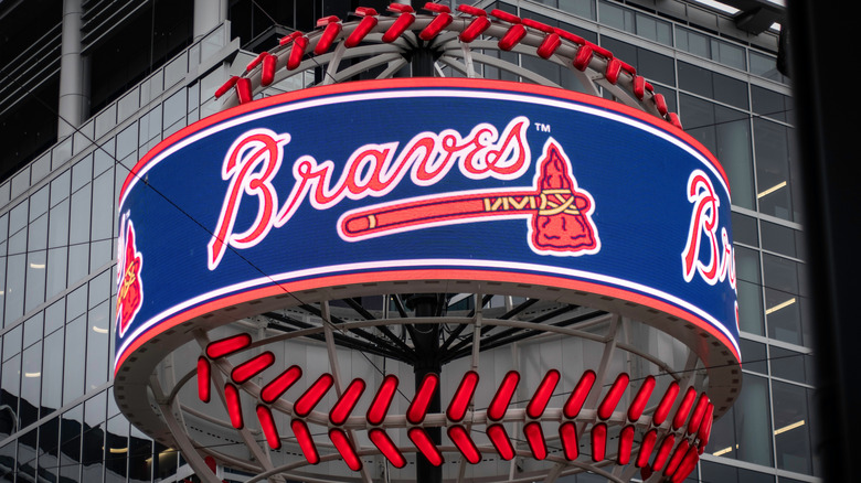 Atlanta Braves logo on baseball sign