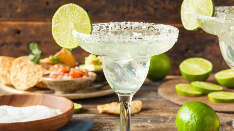 Margarita cocktail with lime and salt