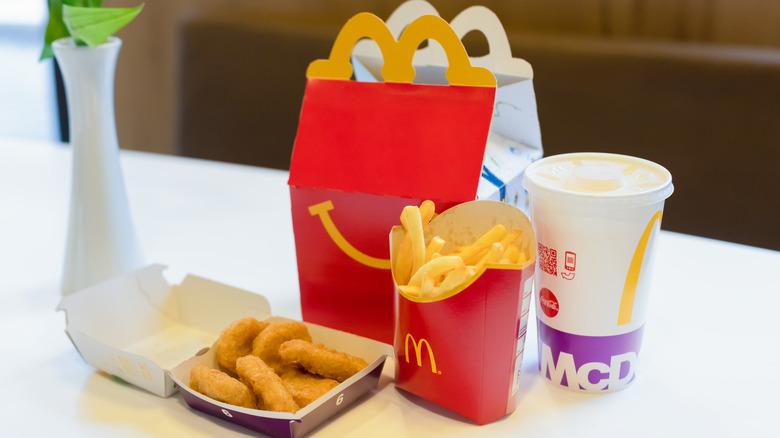 mcdonald's happy meal with chicken mcnuggets french fries drink