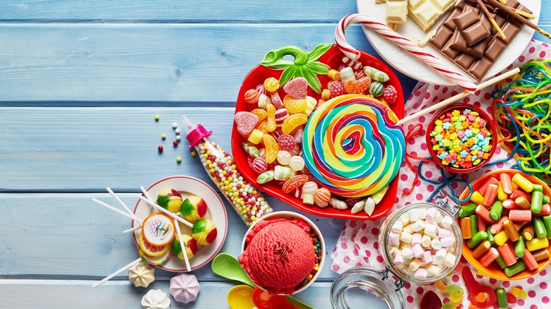 Assorted colorful sugary candy
