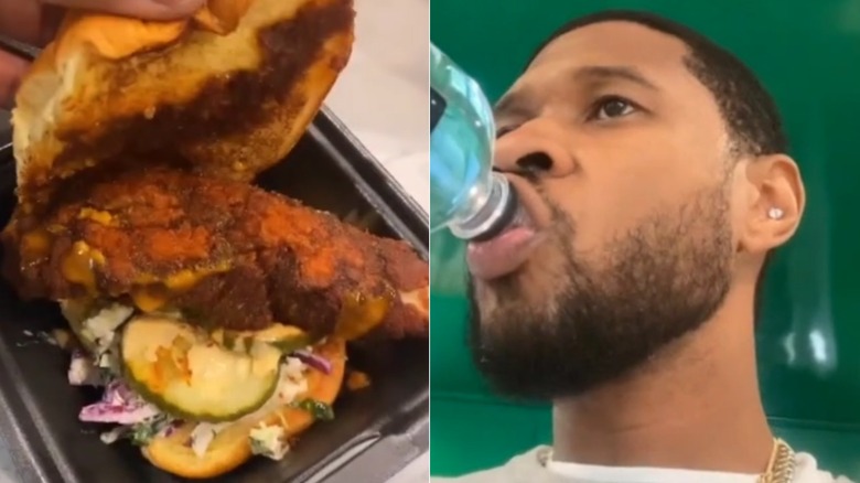 Usher's Reaper sandwich and water