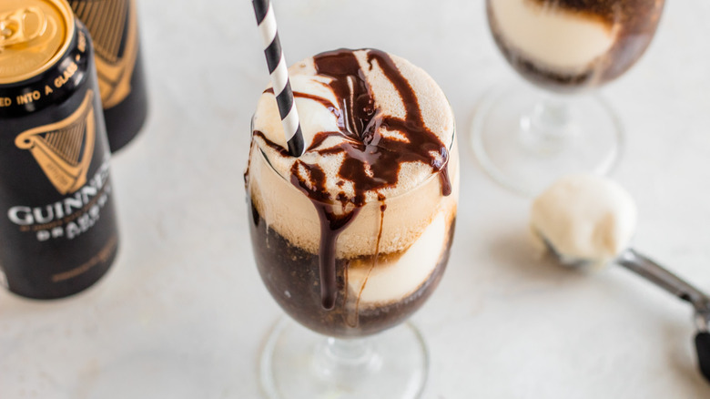 Guinness float in wine glass