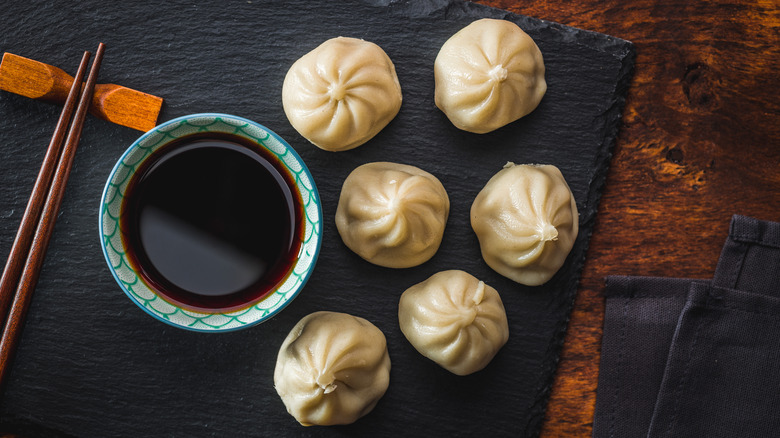 xiaolongbao dim sum with black vinegar