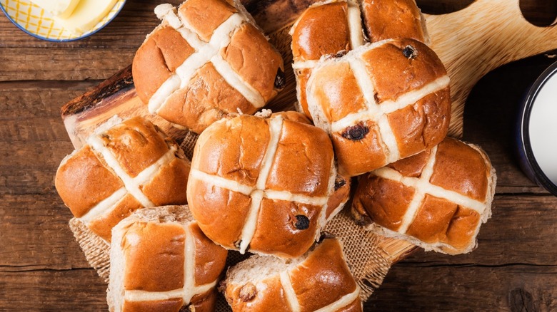 Hot cross buns piled up