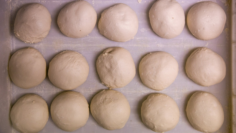 Pizza dough in a proofing tub