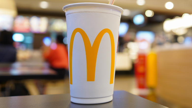 McDonald's soda cup on table