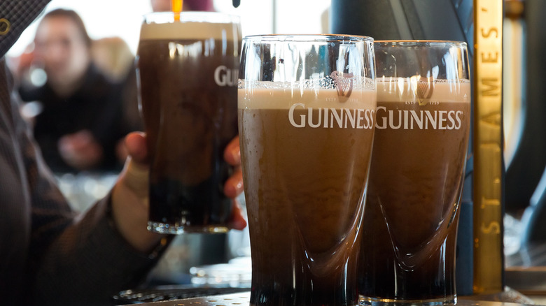 Guinness beers on bar