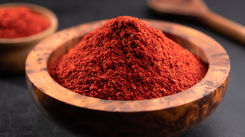 Paprika in a wooden bowl