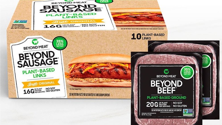 Beyond Meat plant-based sausage and beef